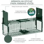 Armadilha para Animais Vivos 60x18x20 cm com 2 Portas, Pega e Estrutura em Aço para Ratos e Roedores - Verde