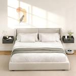 Conjunto de 2 Mesas de Cabeceira de Parede Flutuantes com 1 Gaveta para Quarto 40x30x19,5 cm Preto