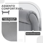 Banco de Pé de Cama Estofado em Linho Sintético com Pés de Madeira Braços e Assento Acolchoado Cinzento Escuro