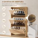 Sapateira Estreita com Espelho para 9 Pares de Sapatos para Corredor Espaços Reduzidos 65x17x114,5 cm Madeira