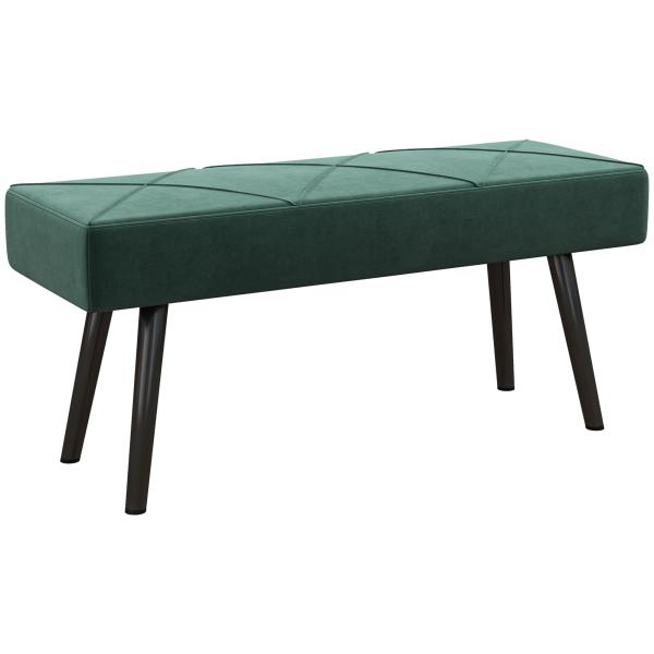 Banco de Pé de Cama Multifuncional e Moderno Banco de Dormitório com Pés de Aço e Assento Acolchoado 100x36x45 cm Verde