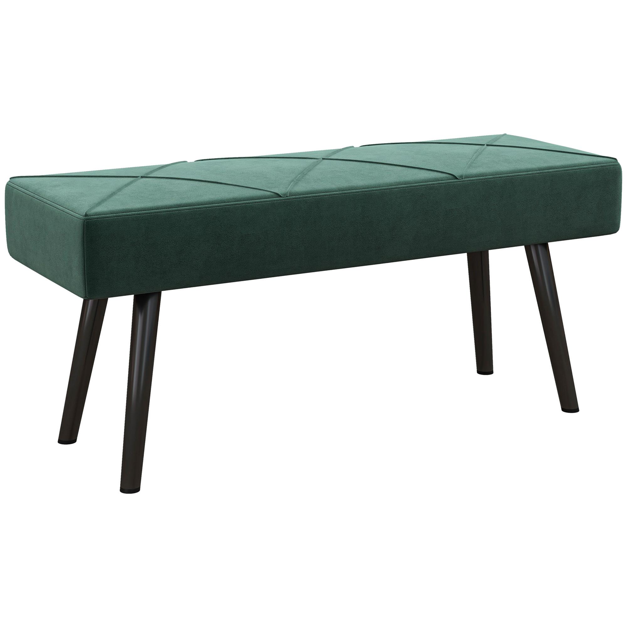 Banco de Pé de Cama Multifuncional e Moderno Banco de Dormitório com Pés de Aço e Assento Acolchoado 100x36x45 cm Verde