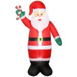 Pai Natal Insuflável 240 cm com Bastão Luzes LED e Inflador Elétrico Decoração Natalícia para Exteriores e Interiores Multicor