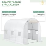 Cobertura de Estufa de Túnel 3x2x2m Cobertura de Substituição de Estufa Polietileno com 6 Janelas e Portas Enroláveis Branco