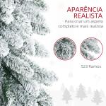 Árvore de Natal Artificial Nevada com 523 Ramos Suporte de Aço Dobrável Decoração para Casa Festas Ø74x180 cm Verde