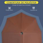 Chapéu de Sol de Parede 200x190x240 cm com Manivela Poste de Aço e Base Cruzada Anti - UV para Terraço Varanda Castanho