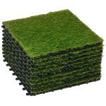 Relva Artificial 30x30cm 10 Peças com Altura de 25mm Alta Densidade 6500 para Exterior Pátio Terraço Verde