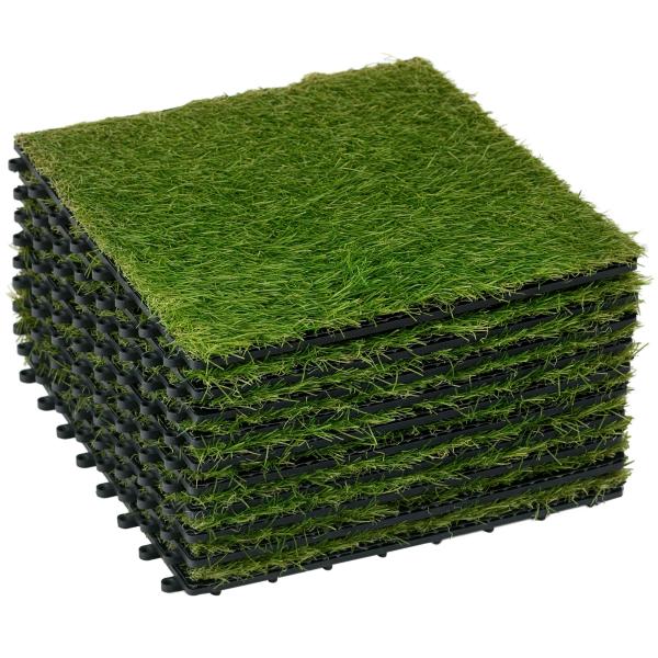 Relva Artificial 30x30cm 10 Peças com Altura de 25mm Alta Densidade 6500 para Exterior Pátio Terraço Verde