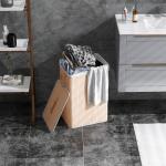Cesto de Roupa de Bambu Dobrável Cesto para Roupa Suja com Tampa e Bolsa Amovível 40x30x60 cm Bambu