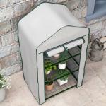 Estufa de Jardim de 3 Níveis Estufa de Terraço com 3 Prateleiras para Cultivo de Plantas Flores 59x39x127 cm Branco