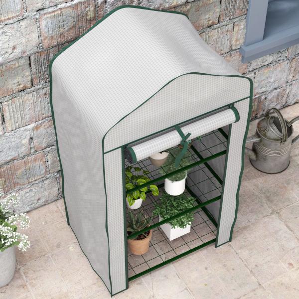 Estufa de Jardim de 3 Níveis Estufa de Terraço com 3 Prateleiras para Cultivo de Plantas Flores 59x39x127 cm Branco