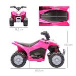 Quadriciclo Elétrico HONDA para Crianças de 18 - 36 Meses Quadriciclo Elétrico Infantil a Bateria 6V com Faróis LED Buzina Velocidade de 2,8km/h e Avance 65,5x35,5x43,5cm Rosa