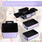 Mala de Maquilhagem Professional com Rodas Universais Diferentes Níveis e Alça Extensível 33,5x23x76 - 95,5 cm Roxo