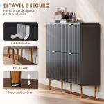 Sapateira Estreita com 4 Portas Caneladas e Estantes Ajustáveis para 20 Pares 105x24x91,5 cm Preto
