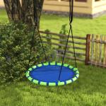Baloiço para Crianças Redondo Baloiço de Jardim Infantil Ajustável Impermeável Carga 150kg Ø100x180 cm Preto e Azul