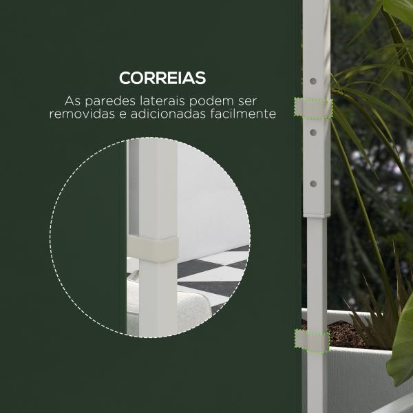 Paredes Laterais para Tenda de 2 Painéis 295x195 cm com Janela Enrolável e Porta com Fecho de Correr para Tenda 3x3 m ou 3x6 m Verde