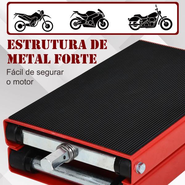 Plataforma de Elevação Tipo Tesoura com Altura Ajustável Carga 500kg 41,5x23,5x10 - 37cm Preto e Vermelho