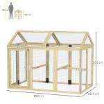 Galinheiro para Exterior 140x88,5x106 cm para 1 - 3 Galinhas com Estrutura de Madeira e 2 Portas com Fechadura Madeira Clara