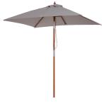 Chapéu de Sol de Jardim 200x150x230cm Chapéu de Sol Retangular Inclinável com Polia Duplo Teto e Mastro Desmontável de Madeira para Terraço Pátio Cinza