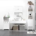 Armário Casa de Banho de Parede com 2 Portas de Persiana Prateleira Interior e Barra para Toalhas Móvel Auxiliar Suspenso Moderno Multiuso para Cozinha 60x23x60cm Branco