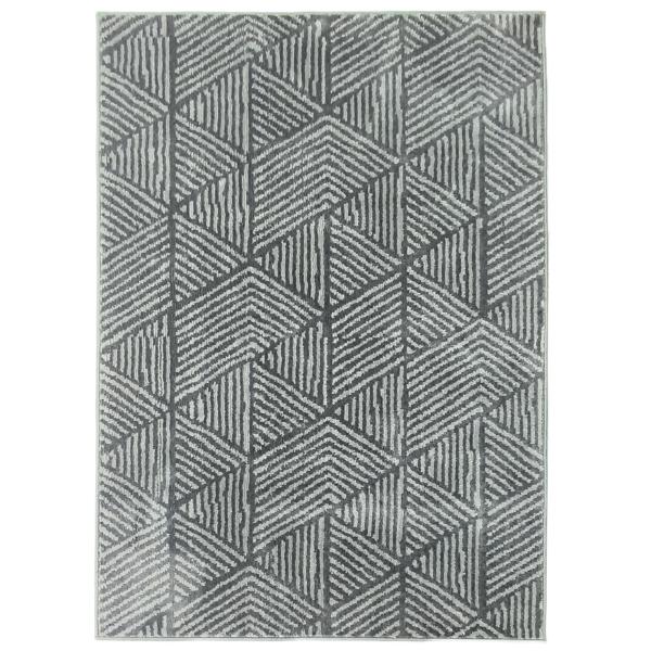 Tapete Sala de Estar 170x120 cm Tapete Lavável na Máquina de Lavar Pelo Curto Estilo Moderno Cinzento Escuro