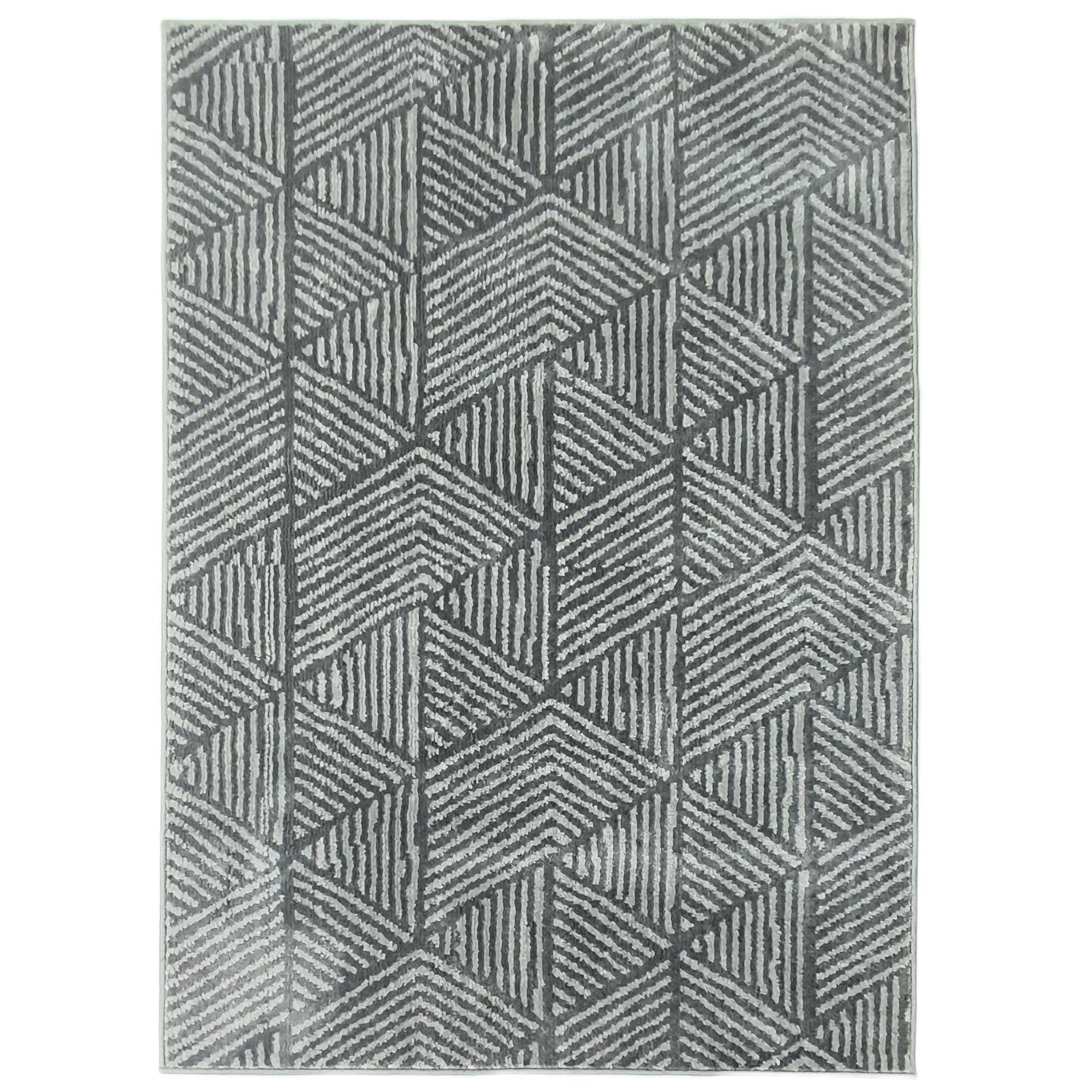 Tapete Sala de Estar 170x120 cm Tapete Lavável na Máquina de Lavar Pelo Curto Estilo Moderno Cinzento Escuro