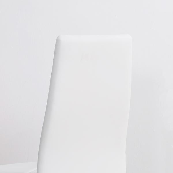 Conjunto de 4 Cadeiras de Sala de Jantar Estofadas em Couro Sintético com Encosto Alto e Pés de Aço 41x50x97cm Branco