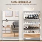 Sapateira Estreita com Espelho para 9 Pares de Sapatos para Corredor Espaços Reduzidos 65x17x114,5 cm Branco