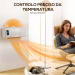 Aquecedor Elétrico de Baixo Consumo de Parede 2000W com 3 Modos Ecrã LED Termostato Temporizador e Oscilação 54x18,7x14,5 cm Branco