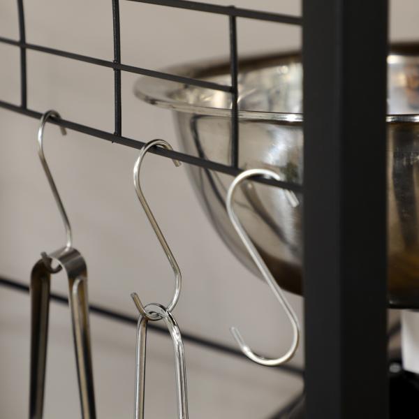 Estante de Cozinha Móvel Auxiliar de Cozinha com Ficha 2 Carregadores USB Ganchos e Prateleira Ajustável 60x42x153 cm Castanho Rústico