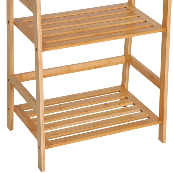 Estante de Bambu com 4 Prateleiras Estante em Forma de Escada para Sala de Estar Escritório 48x31,5x120 cm Madeira