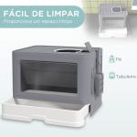 Caixa de Areia para Gatos Amovível com Pá Escova 2 Portas Entrada Principal e Saída Superior 48,5x38x36,5 cm Cinza
