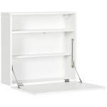 Secretária de Parede Pequena Dobrável com Prateleiras de Armazenamento Multifuncional Moderna para Estúdio Escritório Quarto Branco 64x20x60 cm