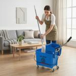 Balde de Limpeza com Escorredor, Painel Separador e Rodas Capacidade de 20L para Limpeza Doméstica 45x26,5x70 cm Azul