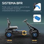 Kart a Pedais para Crianças 5 - 12 Anos com Assento Ajustável Pneus Insufláveis Amortecimento e Travão de Mão 121x58x61cm Azul
