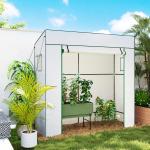 Estufa de Exterior com Janelas de Rede e Porta com Fecho de Correr para Cultivar Plantas e Flores 196x77x197 cm Branco