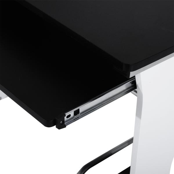 Mesa para Computador com Gaveta Armário e Suporte para CPU Secretária para Escritório 100x52x75cm Preto e Branco