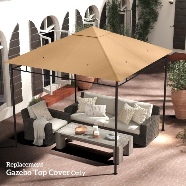 Toldo de Substituição de 3x3m para Pérgola de Jardim com 8 Orifícios de Drenagem e Ventilação Bege