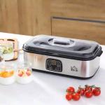Iogurteira 30W Volume 1,44L com 8 Frascos de Cristal de 180ml Termostato Ajustável Temporizador de 1 - 48 Horas e Desligado Automático 36x18,8x14cm Prata