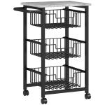 Fruteira para Cozinha Carrinho de Cozinha com 3 Cestas e Estrutura de Aço 49,5x31x69 cm Cinza Claro
