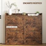 Sapateira de 4 Portas com Prateleiras Ajustáveis Estilo Industrial para 24 Pares de Sapatos 120x24x103 cm Castanho Rústico