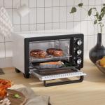 Mini Forno 16 L 1400 W com 3 Modos de Aquecimento Temperatura até 230°C Temporizador 60 Minutos Bandeja para Assar e Grade 44x32x28,1 cm Branco e Preto