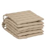 Conjunto de 6 Almofadas para Cadeiras de Jantar 40x40 cm 6 Peças Almofadas para Cadeiras de Jardim Acolchoadas com Fitas Caqui