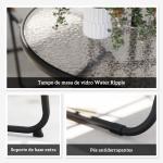 Conjunto de Mesa e Cadeiras de Jardim de 6 Peças com 4 Cadeiras Dobráveis Mesa de Vidro e Chapéu de Sol Creme