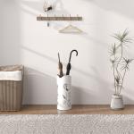Suporte para Guarda Chuva em Aço com 4 Ganchos Bandeja de Gotejamento Amovível para Entrada ou Escritório Branco 17x17x41 cm