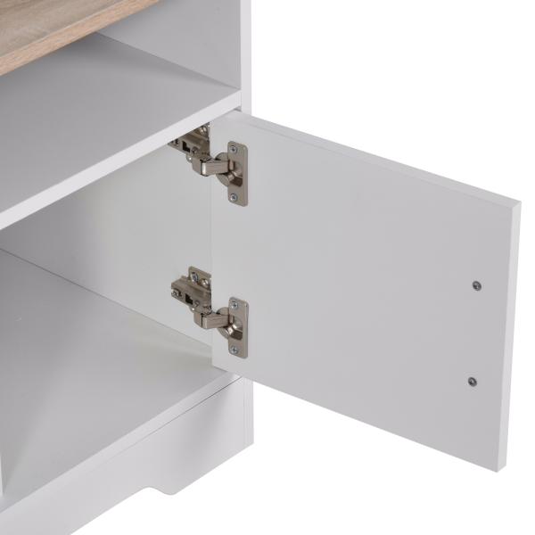 Móvel de TV para Sala de Estar com Espaço de Arrumação Prateleiras Abertas Orifício Passa Cabos 105x40x52 cm Branco e Madeira