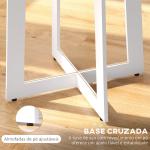 Mesa de Cozinha Redonda para 4 Pessoas Moderna com Tampo de Madeira e Base de Aço Cruzada Ø80x75 cm Carvalho
