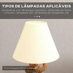 Candeeiro de Mesa LED com Base de Metal Corda de Linho e Ecrã de Tecido Suporte para Lâmpada E27 Ø28x45,5 cm Marrom Bege