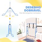 Barra de Ginástica para Crianças com Altura Ajustável em 5 Níveis Anéis e Dobrável 148x105x88 - 128 cm Azul