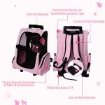 Transportadora 2 em 1 para Animais de Estimação Mochila ou Carrinho de Viagem para Cães e Gatos com 2 Rodas Alça Retrátil de Alumínio e Bolso de Armazenamento 42x25x55cm Rosa